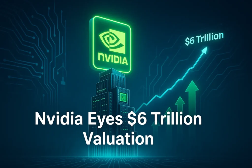 Nvidia stock surge with AI chip and $6 trillion market cap concept